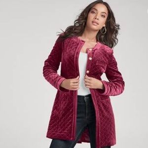 Beautiful Quilted Wine Color Velvet Long Jacket - Perfect for Holidays!